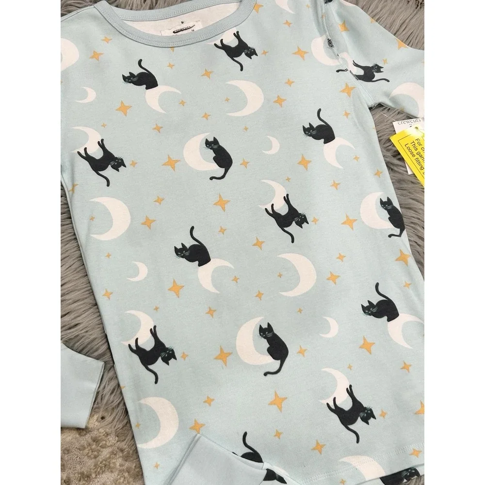 Crewcuts Girls Blue Long‎ Sleeve Cat 2 Piece Sleep Set Size 10 New With Tags $60